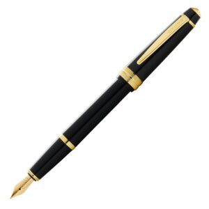 Ручка перьевая Bailey Ligh Polished Black Resin and Gold Tone, перо F