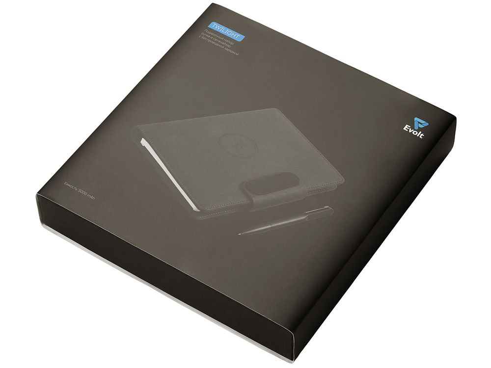 Подарочный набор Twilight: органайзер А5 с беспроводной зарядкой и металлическая шариковая ручка со светящимся логотипом — изображение 18