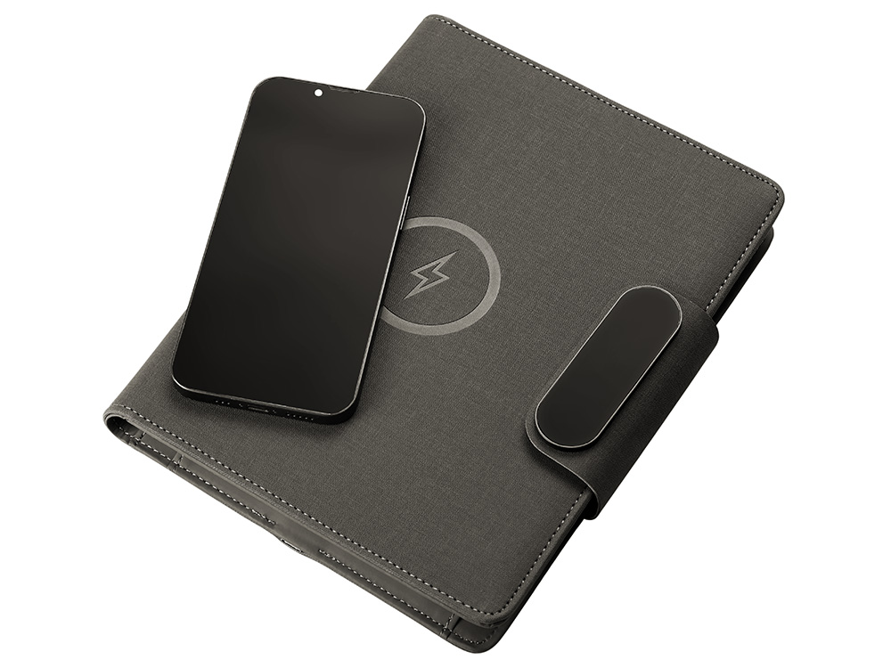 Подарочный набор Twilight: органайзер А5 с беспроводной зарядкой и металлическая шариковая ручка со светящимся логотипом — изображение 5