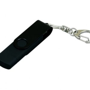 USB 2.0- флешка на 16 Гб с поворотным механизмом и дополнительным разъемом Micro USB