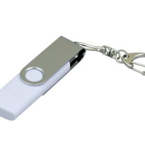 USB 2.0- флешка на 16 Гб с поворотным механизмом и дополнительным разъемом Micro USB