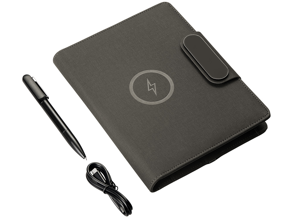 Подарочный набор Twilight: органайзер А5 с беспроводной зарядкой и металлическая шариковая ручка со светящимся логотипом — изображение 16