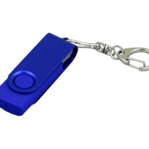 USB 2.0- флешка промо на 16 Гб с поворотным механизмом и однотонным металлическим клипом