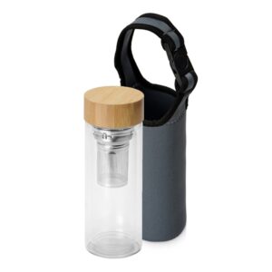 Стеклянный термос с ситечком Badachu в чехле