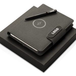 Подарочный набор Twilight: органайзер А5 с беспроводной зарядкой и металлическая шариковая ручка со светящимся логотипом