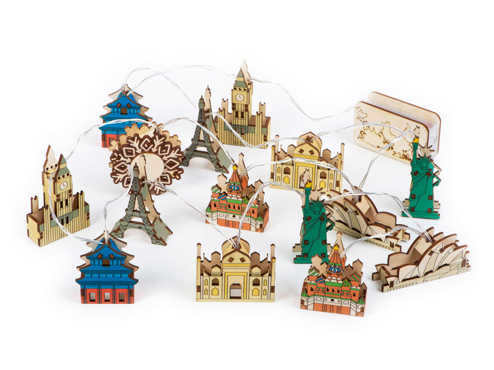 Ёлочная гирлянда с лампами в подарочной коробке Достопримечательности мира — изображение 2