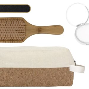 Подарочный набор с расческой, пилкой для ногтей, бальзамом для губ в косметичке