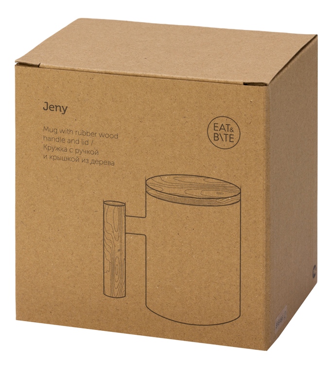 Кружка с ручкой и крышкой из каучукового дерева Jeny — изображение 9