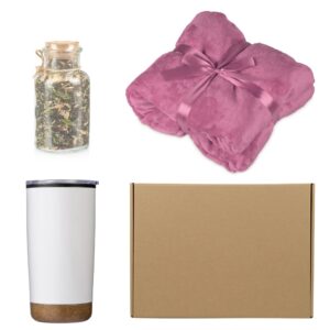 Подарочный набор с пледом, термокружкой и чаем