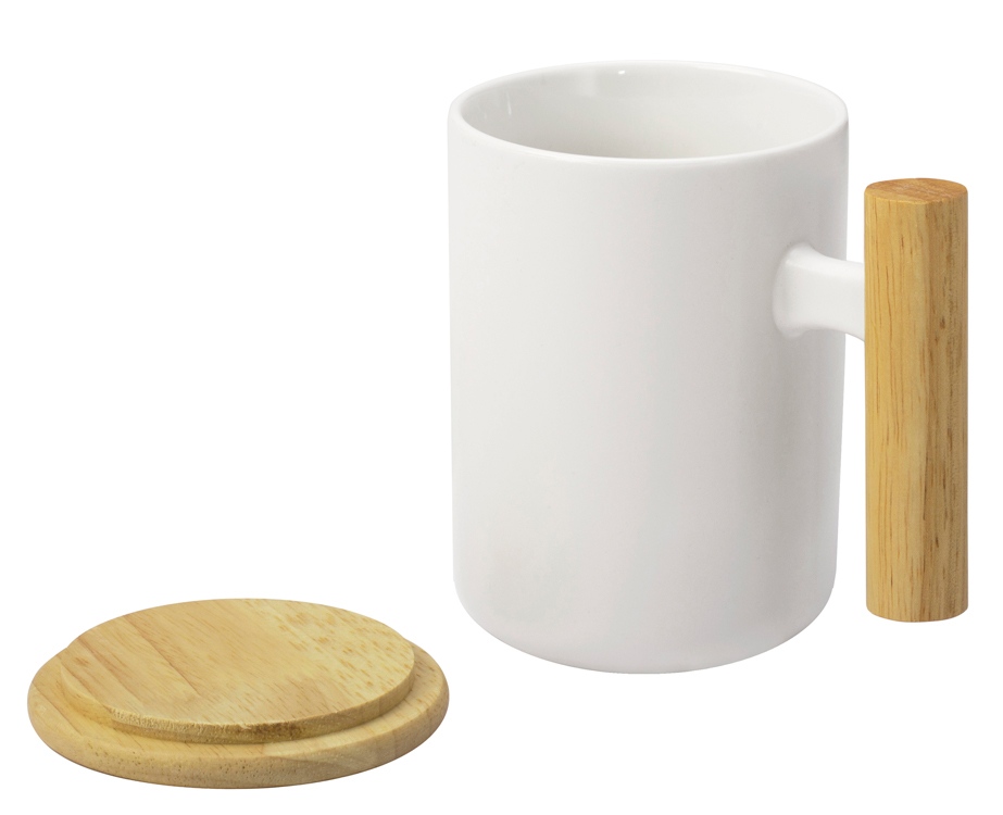 Кружка с ручкой и крышкой из каучукового дерева Jeny — изображение 2