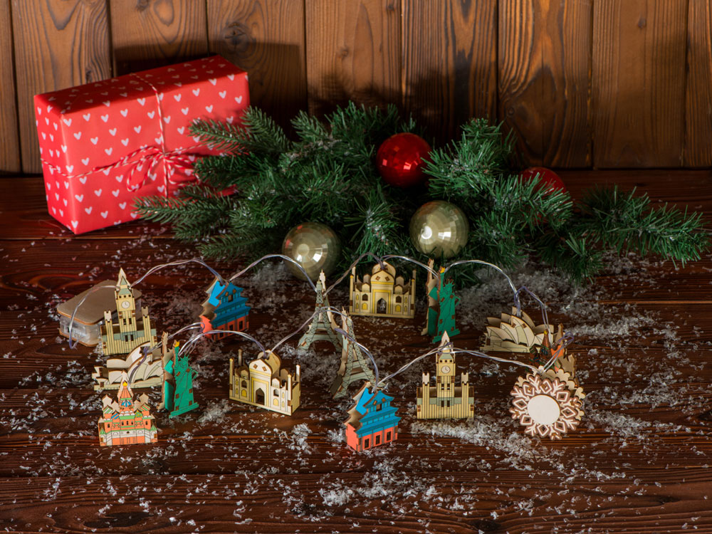 Ёлочная гирлянда с лампами в подарочной коробке Достопримечательности мира — изображение 5