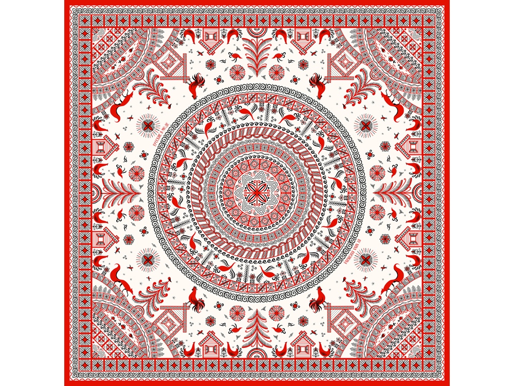Платок Мезенская роспись