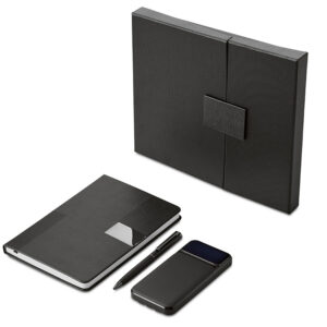 Подарочный набор Tesla с блокнотом А5, ручкой и пауэрбенком на 10 000 mAh