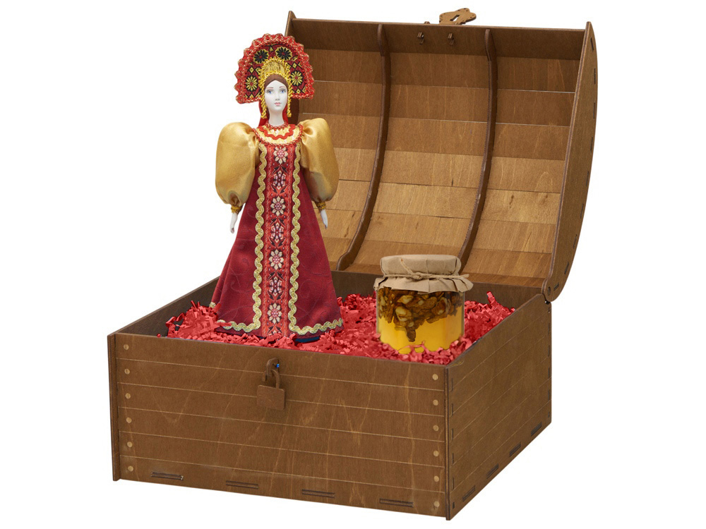 Подарочный набор: кукла фарфоровая, мёд с гецким орехом — изображение 3