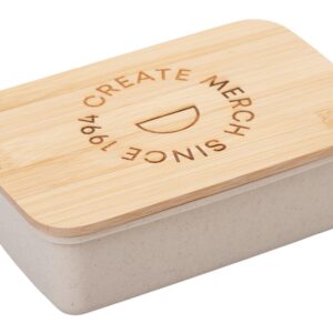 Ланч-бокс Lunch из пшеничного волокна с бамбуковой крышкой с гравировкой