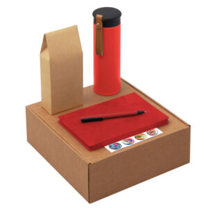 Набор Draftea с блокнотом, ручкой, термосом и чаем