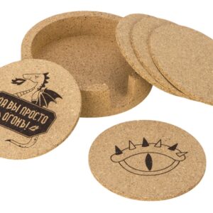 Набор костеров из пробки на подставке Krock с гравировкой