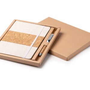 Набор блокнот с ручкой из пробки и хлопка Beret