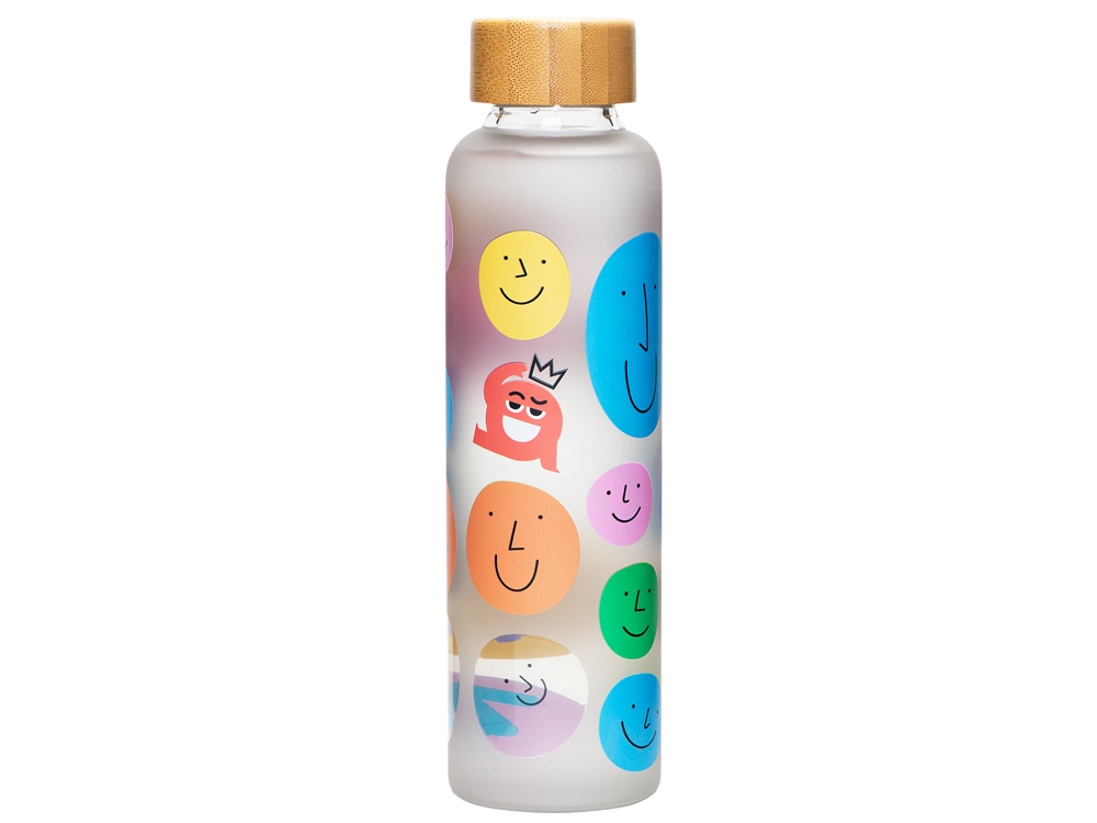 Стеклянная бутылка с бамбуковой крышкой Foggy, 600 мл с УФ-печатью — изображение 2