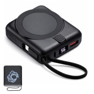 Магнитный беспроводной внешний аккумулятор c подсветкой лого Энчант, 10000 мАч