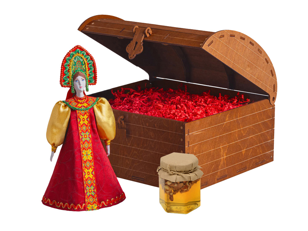 Подарочный набор: кукла фарфоровая, мёд с гецким орехом