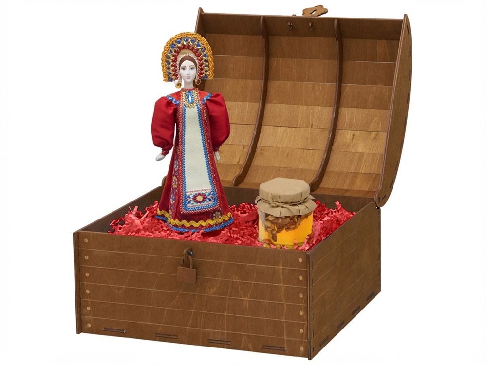 Подарочный набор: кукла фарфоровая, мёд с гецким орехом — изображение 4