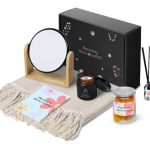 Подарочный набор Re:f. Shelter с пледом, зеркалом, свечой и диффузором