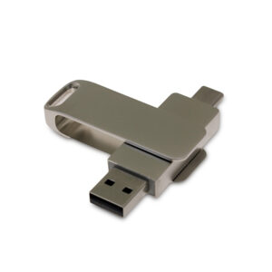 USB 2.0- флешка на 16 Гб с поворотным механизмом и дополнительным разъемом Type-C