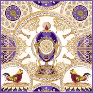 Платок Пасхальное яйцо-часы Петушок