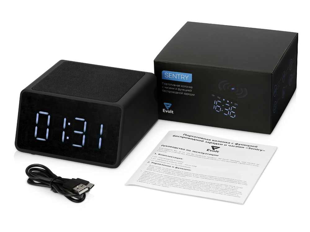 Беспроводная колонка с часами и функцией беспроводной зарядки Sentry — изображение 3