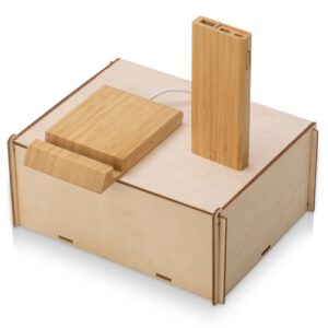 Подарочный набор с БЗУ и внешним аккумулятором Bamboo Set