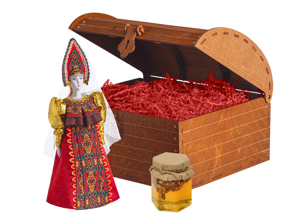 Подарочный набор: кукла фарфоровая, мёд с гецким орехом — изображение 2