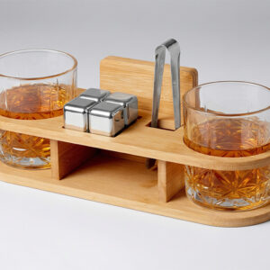 Набор для виски на бамбуковой подставке Boulevardier