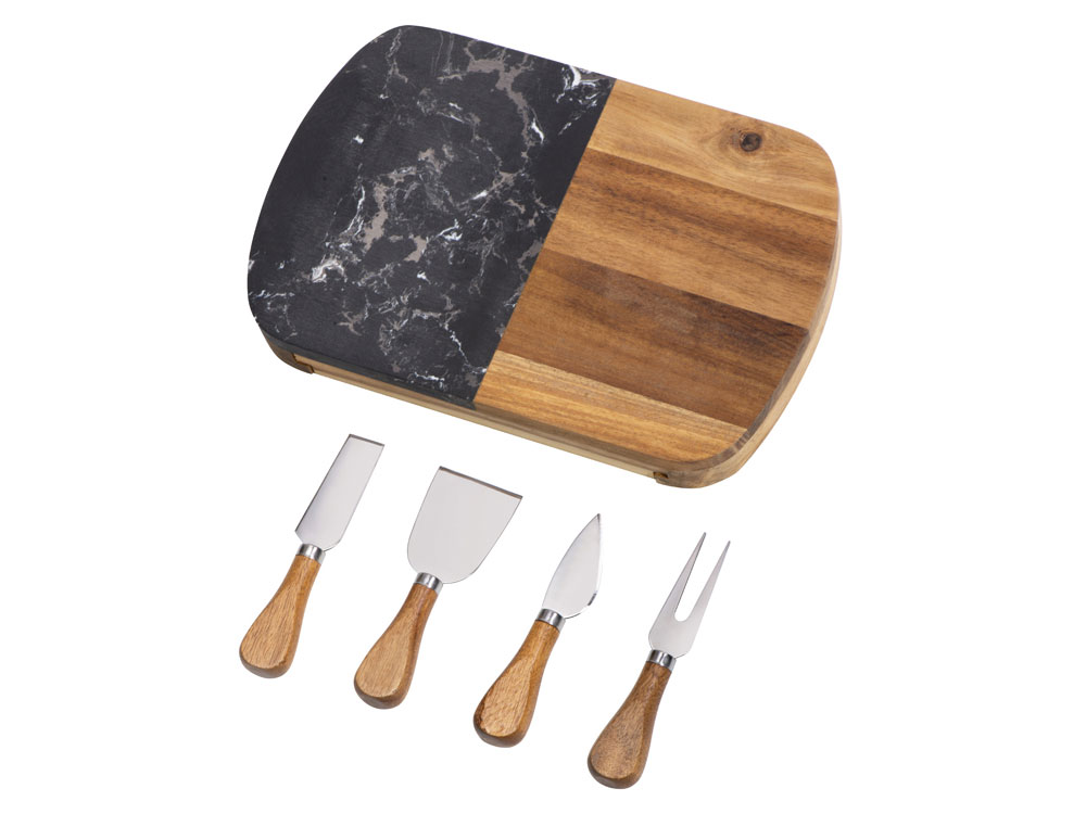 Набор для сыра в подарочной коробке из акации и мрамора Date — изображение 3