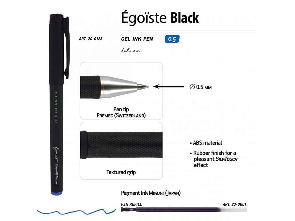 Ручка пластиковая гелевая Egoiste Black с лого бренда — изображение 3