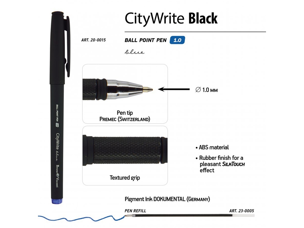 Ручка пластиковая шариковая CityWrite Black — изображение 3