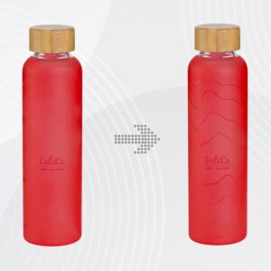 Стеклянная бутылка с бамбуковой крышкой Foggy, с УФ-печатью
