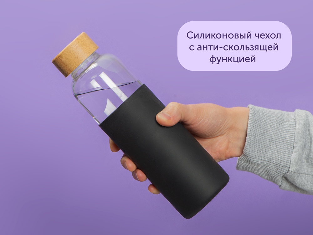 Стеклянная бутылка для воды в силиконовом чехле Refine — изображение 10