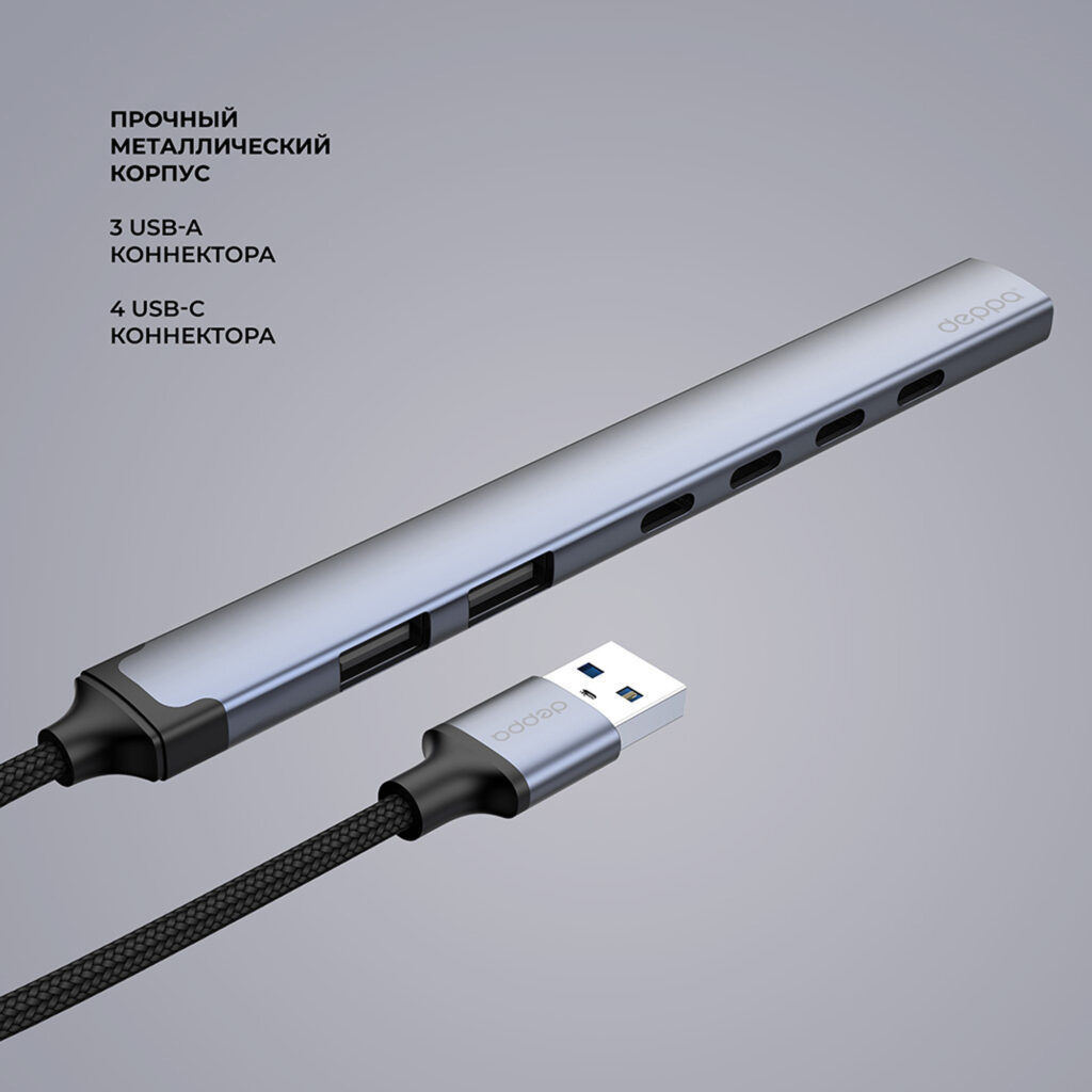 USB-хаб USB-A 3.0 + 2xUSB-A 2.0 + 4xUSB-C