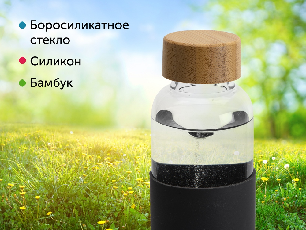Стеклянная бутылка для воды в силиконовом чехле Refine — изображение 11