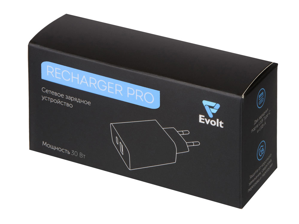 Сетевое зарядное устройство c выходами USB-A и USB-C и быстрой зарядкой QC/PD Recharger Pro, 30 Вт — изображение 4
