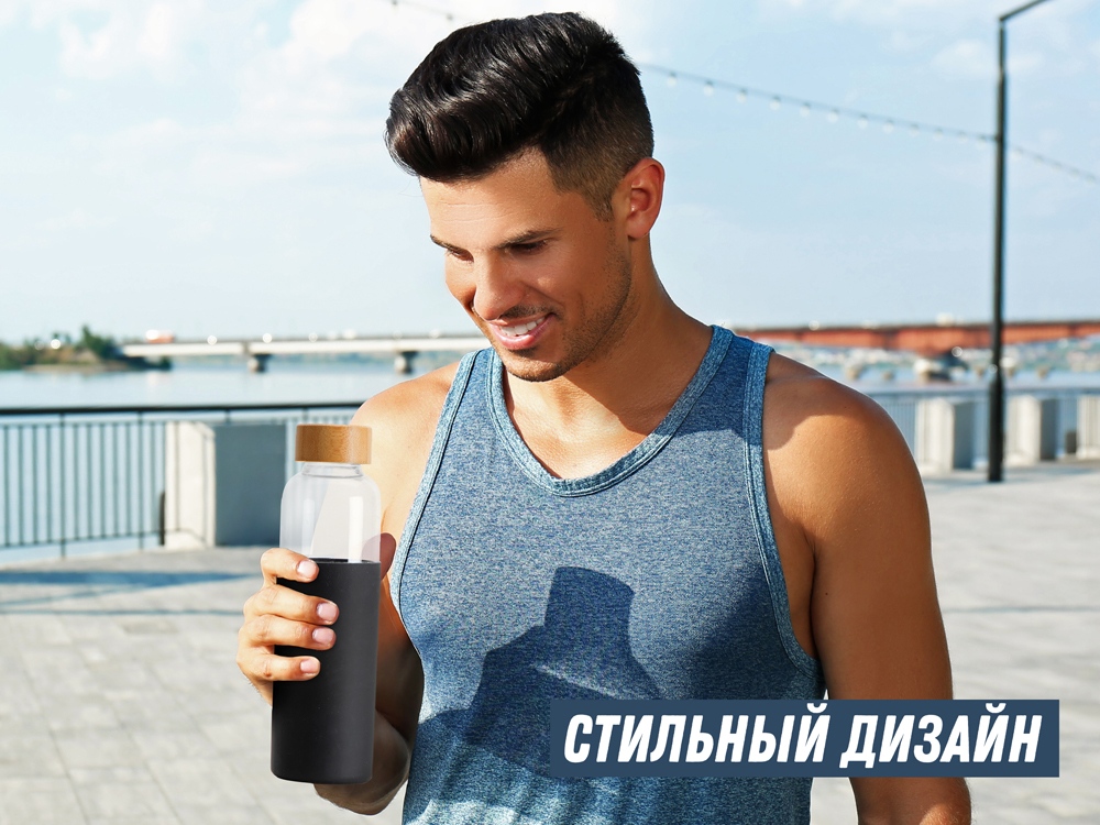 Стеклянная бутылка для воды в силиконовом чехле Refine — изображение 14