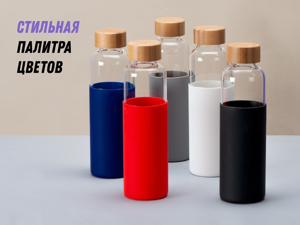 Стеклянная бутылка для воды в силиконовом чехле Refine — изображение 15