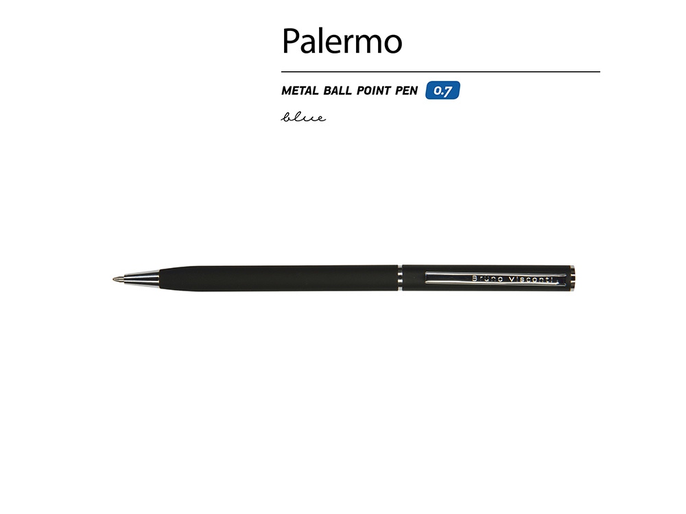 Ручка металлическая шариковая Palermo, софт-тач — изображение 2