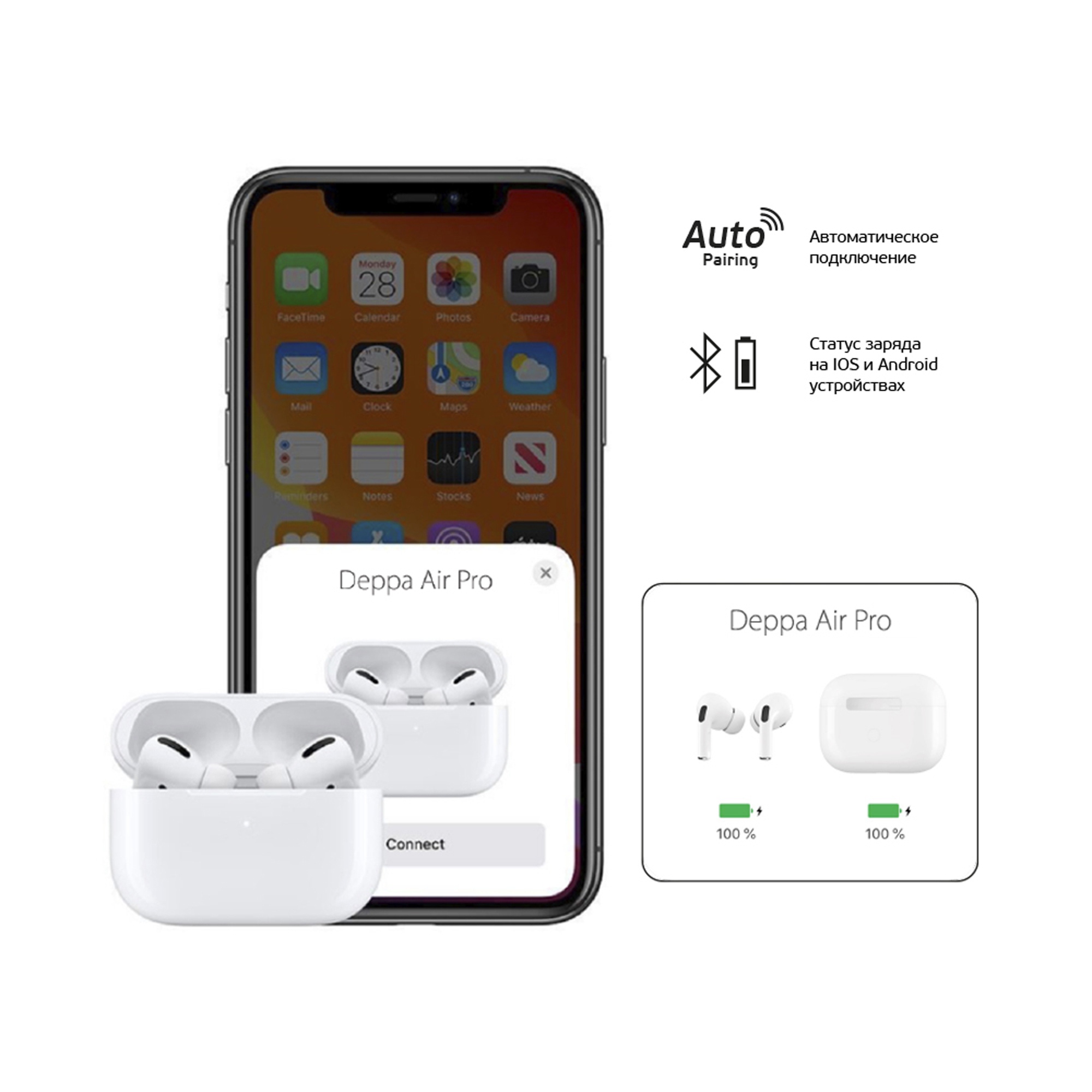 Беспроводные наушники с микрофоном Air Pro 2 , TWS, BT 5.3, 300 мАч, QI — изображение 3